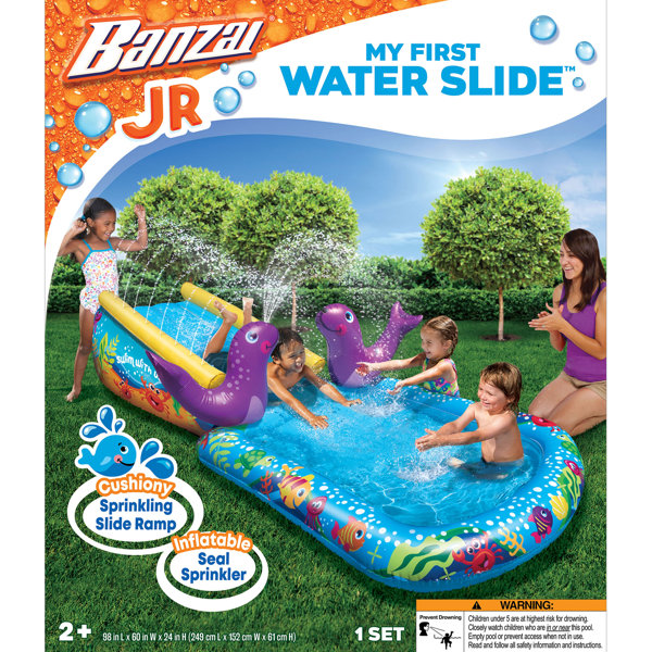 Banzai Inflatable Outdoor My First Water Slide & Splash Pool with Seal